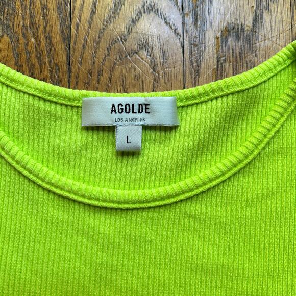 AGolde Bea Asymmetric Cutaway Thong Bodysuit Lime Green Thumb Hole Size Large - Picture 11 of 16